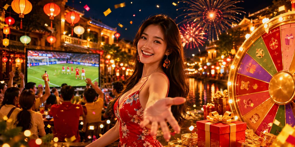 Người tham gia trò chơi may mắn tại chợ đêm Hội An, Quảng Nam về đêm